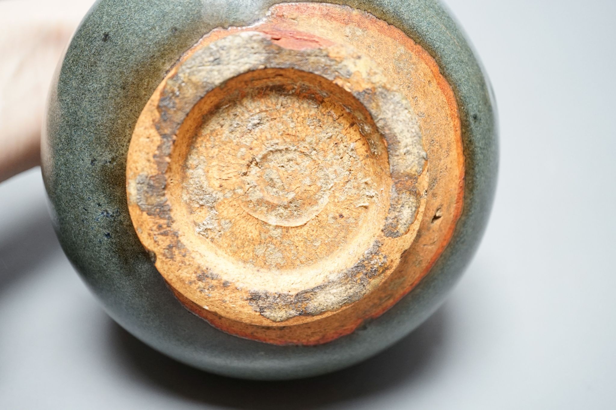 A Chinese jun-type type bud vase, Qing or earlier, 14 cms high.